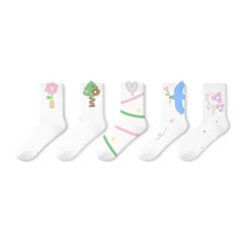 Primeet Mid Calf Socks Women's 5 Pack Birdsong And Floral Aroma
