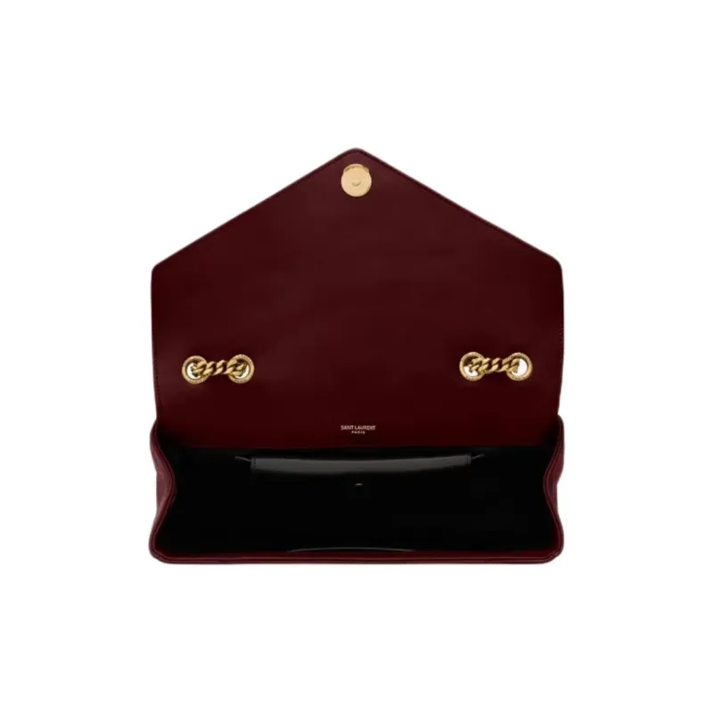 SAINT LAURENT LOULOU Soft Lambskin Shoulder Bag Medium Size Women's Burgundy-4