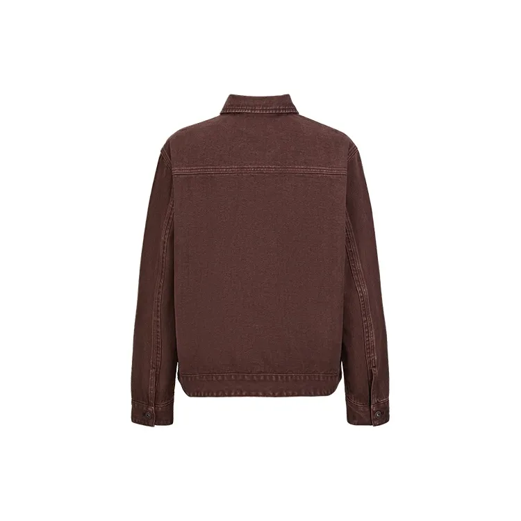 URBAN REVIVO Denim Jacket Men's Red Brown-1