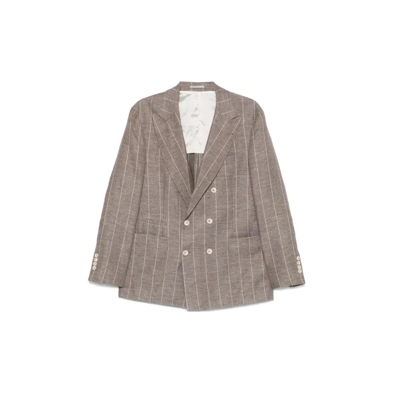 Brunello Cucinelli Striped Double Breasted Blazer-0