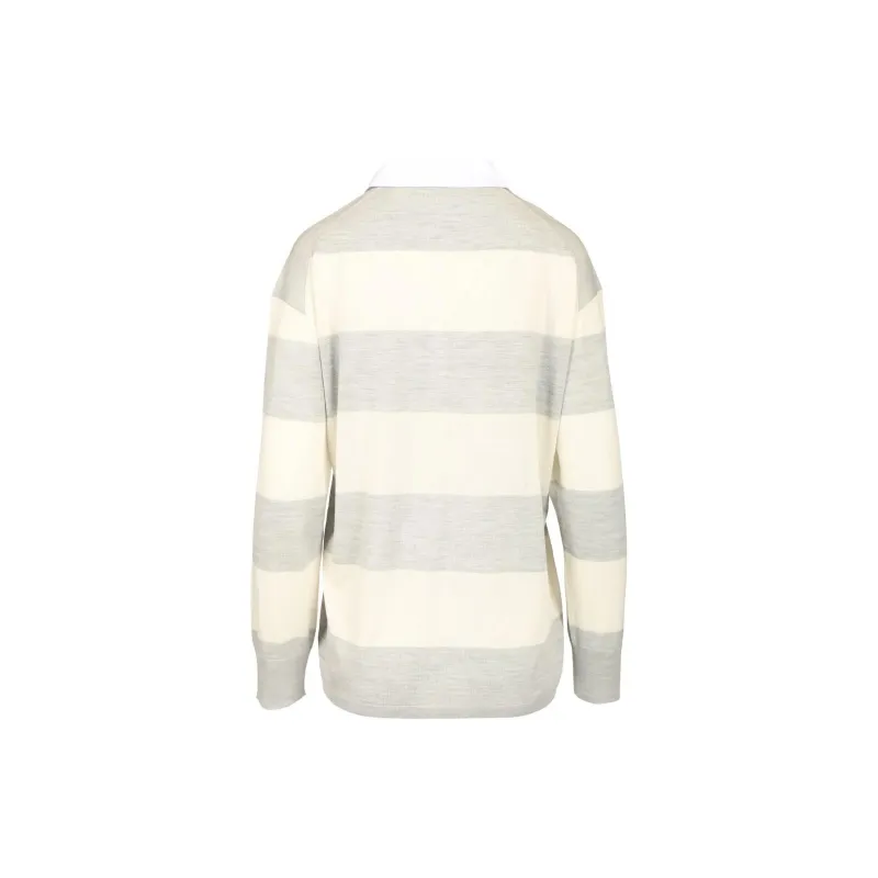 THEORY Long Sleeved Striped Polo Top-1