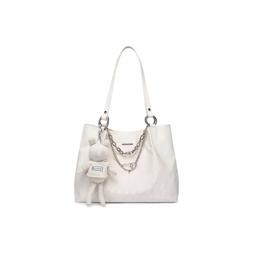 CLEVER& KETCH PU Tote Bag Shoulder Bag Medium Size Women's Ecru/Pink