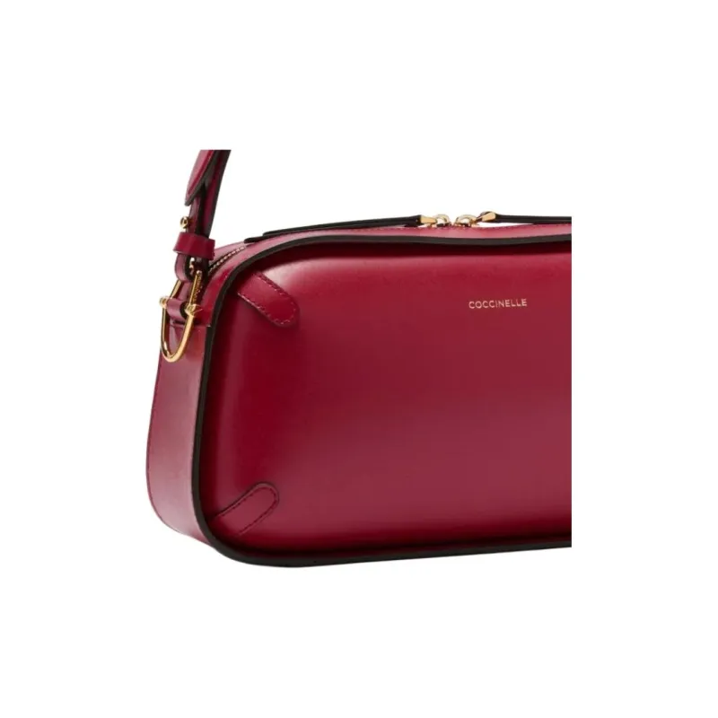 COCCINELLE Grain Leather Shoulder Bag Medium Size Women's Burgundy-2