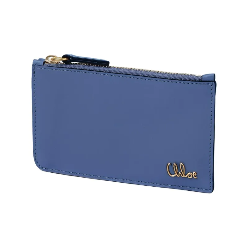 Chloe ICONIC Shiny Calfskin Wallet Small Size Women's Blue-1