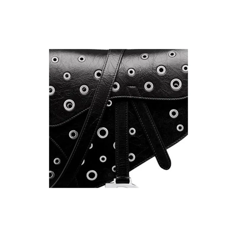 DIOR Saddle Calfskin Shoulder Bag Women's Black-2