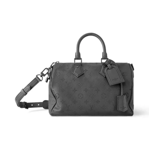 LOUIS VUITTON SpeedyBandoulière Calfskin Shoulder Bag, Crossbody Bag, Handbag Men's Super Black