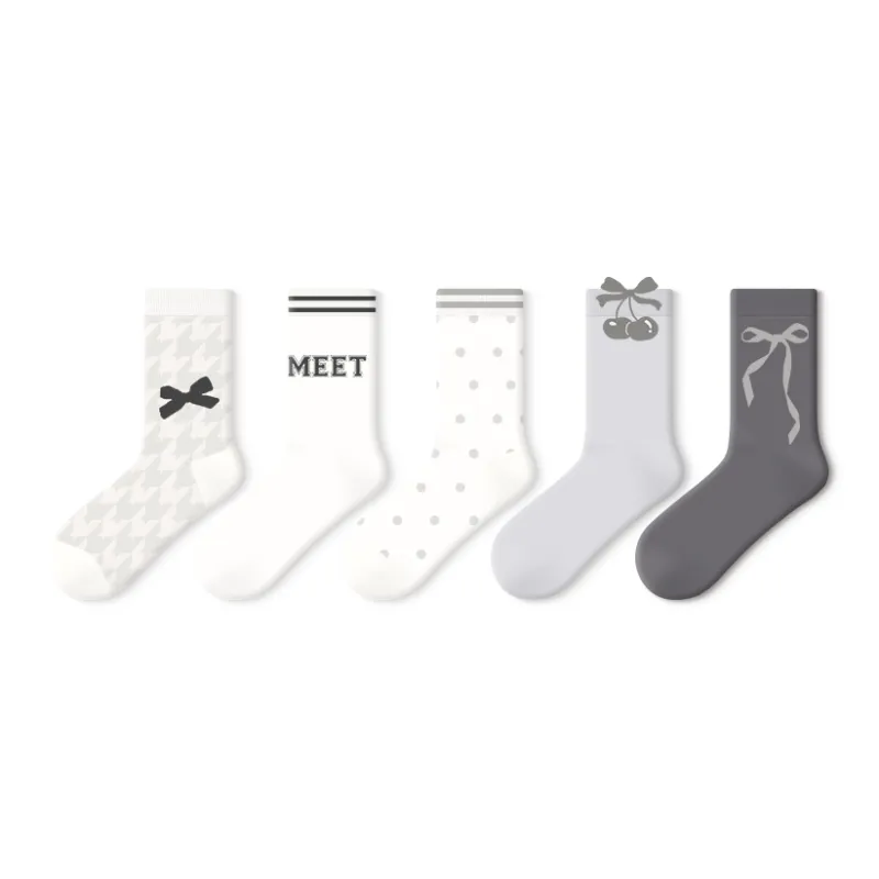 Primeet Mid Calf Socks Women's 5 Pack Sweet Style Journal-0