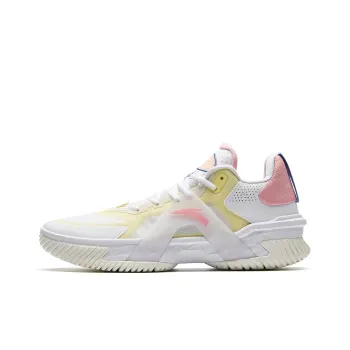Anta Space 5 Anti Slip And Wear Resistant Anti Rollover Low Top Basketball Shoes Men's White Yellow Pink