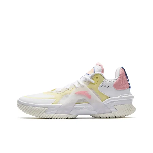 Anta Space 5 Anti Slip And Wear Resistant Anti Rollover Low Top Basketball Shoes Men's White Yellow Pink