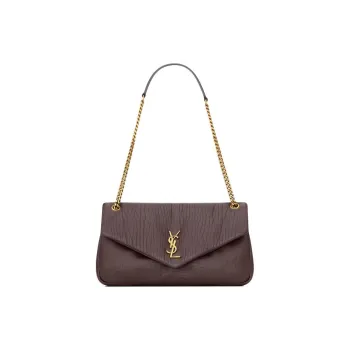 SAINT LAURENT Calypso Lambskin Envelope Bag, Shoulder Bag Medium Size Women's Brown