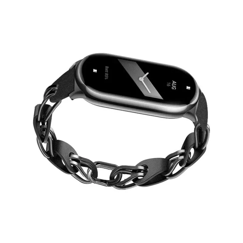 IWabcertoo Watch Band Xiaomi Compatibility 182mm Stainless Steel, Cow Leather Material Unisex-10