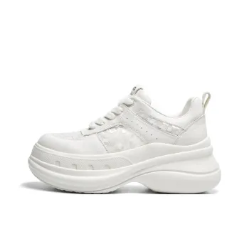 CHERYKALLY Low Top Chunky Sneakers Women's Clear Glass White