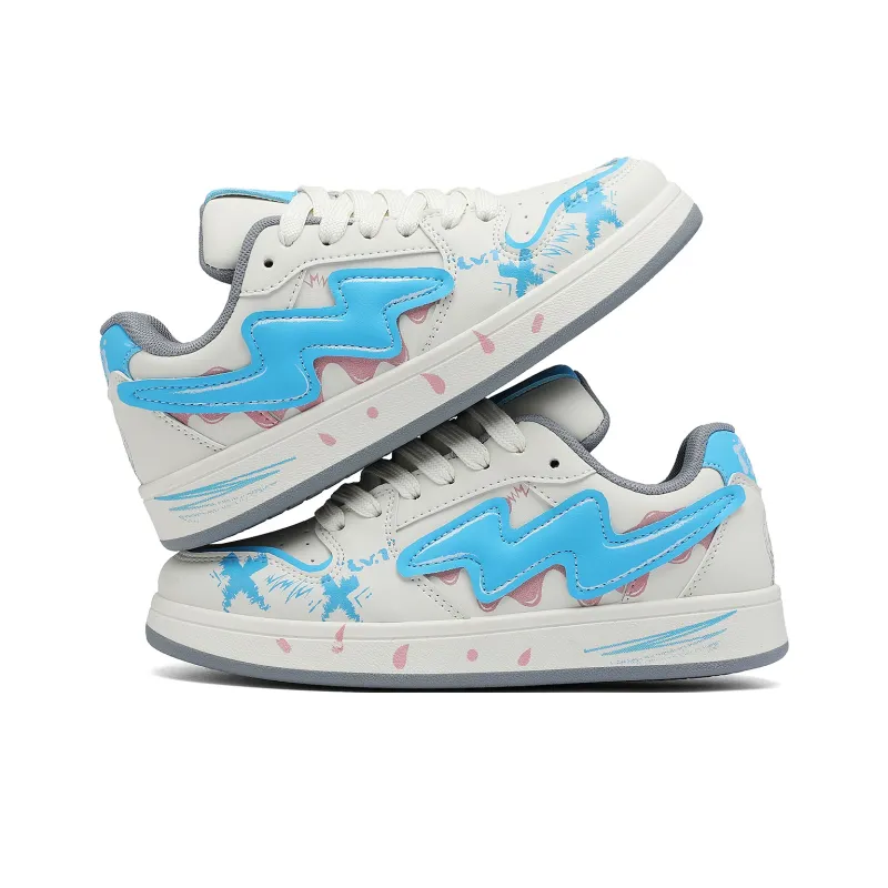 Pepe The Frog Skateboard Shoes Unisex Low Top Black & White/Beige Blue-44