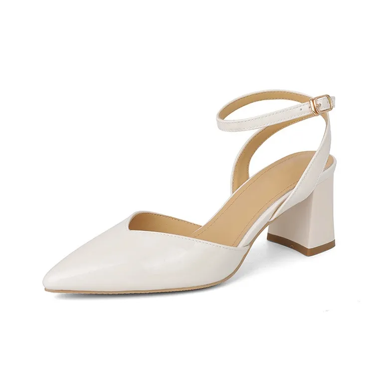 TADSW Chunky Heel High Heels 6cm Women's White-1