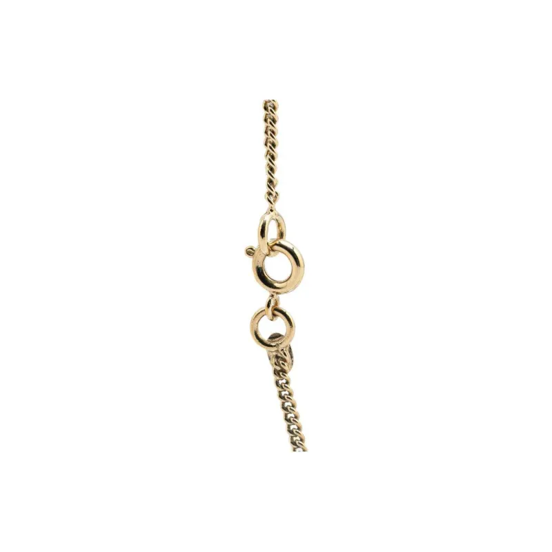 CHANEL 2004 Plated Resin Crystal Pendant Necklace Costume Necklace-1