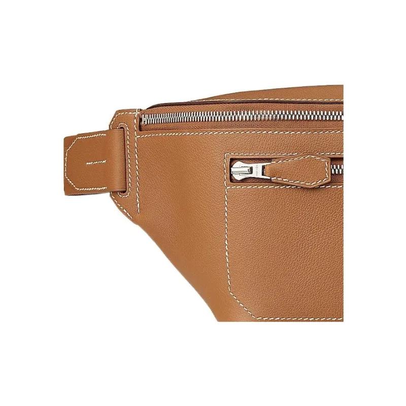 HERMES Cityslide Evercolor Leather Fanny Pack Women's Brown-4