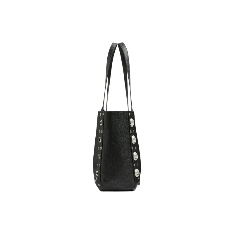 Valentino Cow Leather Tote Bag Shopping Bag Shoulder Bags Large Size Unisex Black-2