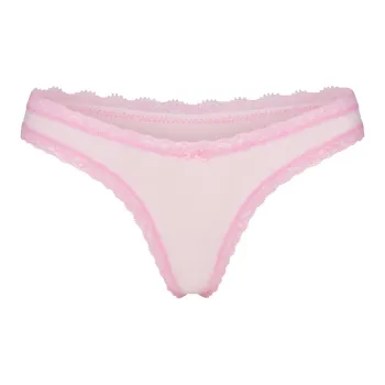 SKIMS SS25 LIGHTWEIGHT COTTON LACE THONG Underpants Women's 1 Pack Cherry Blossom/Pink