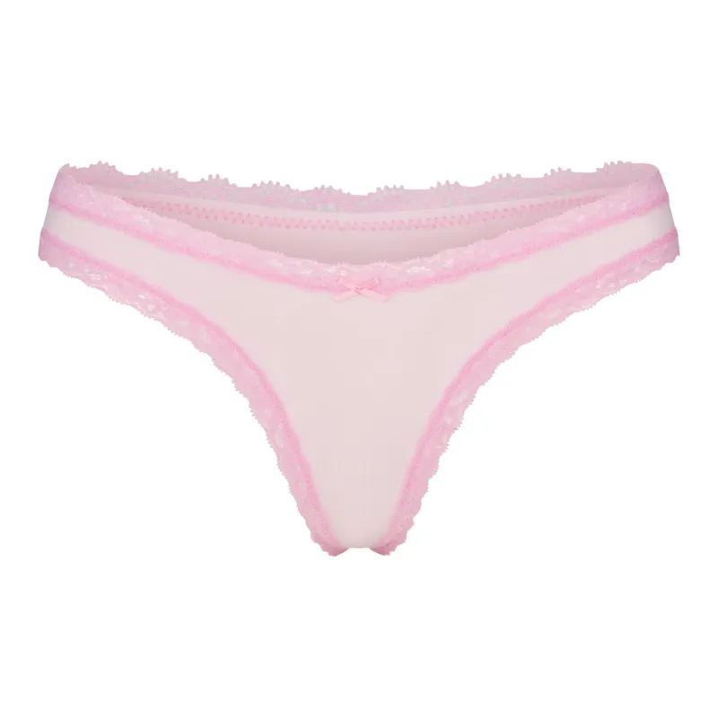 SKIMS SS25 LIGHTWEIGHT COTTON LACE THONG Underpants Women's 1 Pack Cherry Blossom/Pink-0
