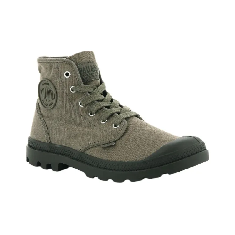 Palladium Pampa Lightweight And Wear resistant High Top Canvas Shoes Men's Dark Green-3