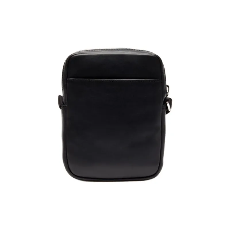 LACOSTE Leather Camera Bags Crossbody Bags Large Size Men's Black-4