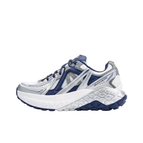 Skechers Durable Breathable Low Top Casual Training Running Shoes Men's White Blue