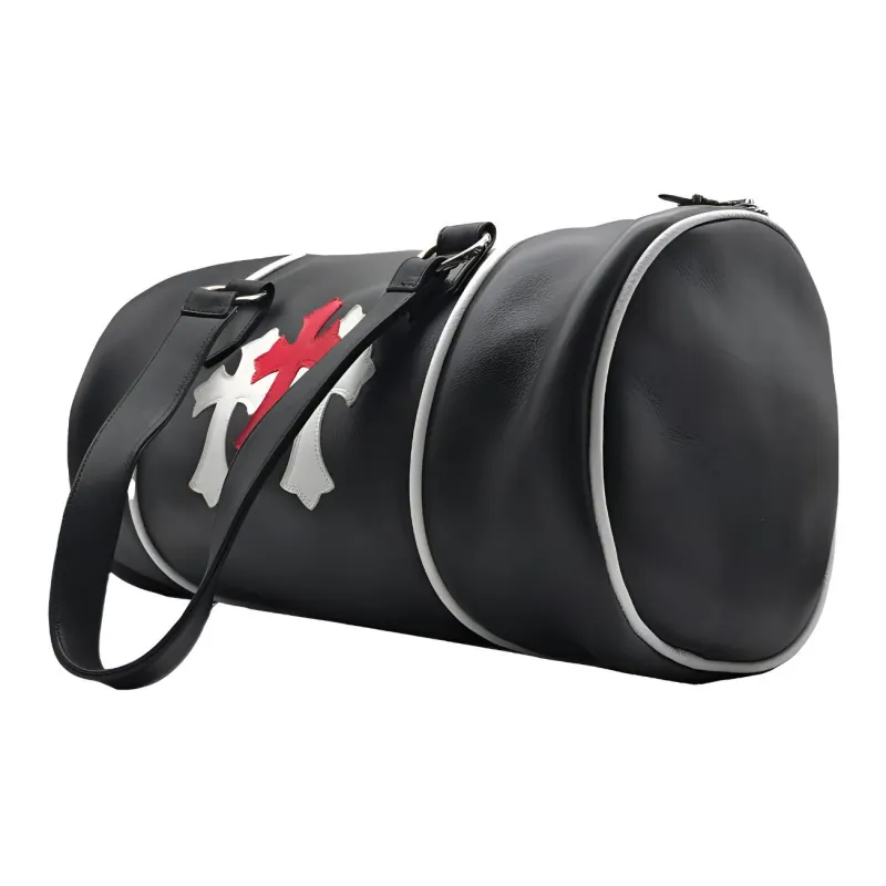 Chrome Hearts Leather Bucket Bags Handbags Shoulder Bags Unisex Black/Red-3