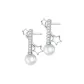 Star and Moon Pearl Stud Earrings-Silver