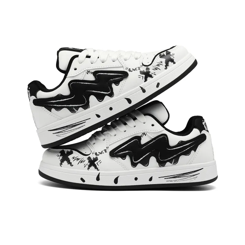 Pepe The Frog Skateboard Shoes Unisex Low Top Black & White/Beige Blue-17