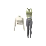 [Three-Piece Set]Ivory White Coat+Jasmine Green Bra+Limestone Ankle-Length Pants