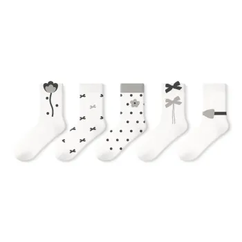 Primeet Mid Calf Socks Women's 5 Pack Morning Breeze Girlish