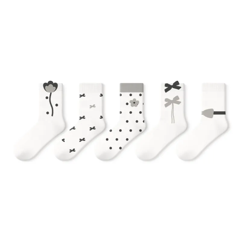 Primeet Mid Calf Socks Women's 5 Pack Morning Breeze Girlish-0