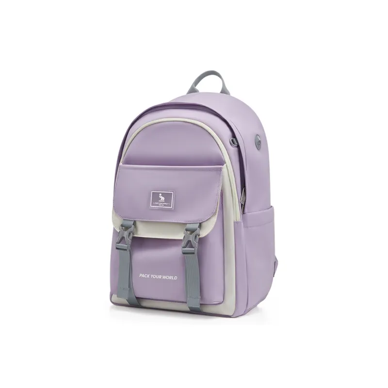 OIWAS Fabric Backpack Unisex Light Purple/Light Gray-2