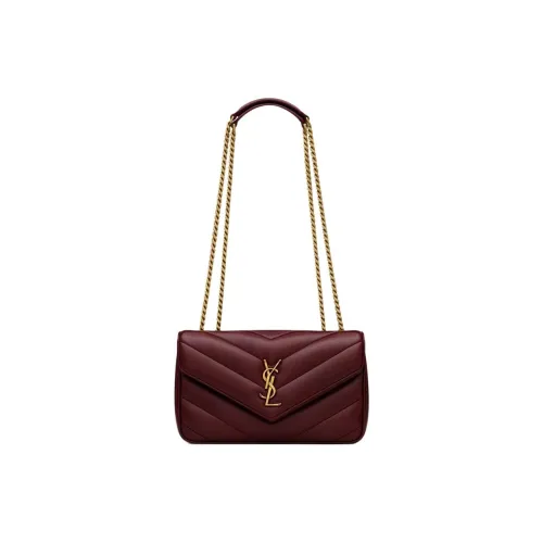 SAINT LAURENT LOULOU Sheepskin Shoulder Bag Small Size Women's Burgundy
