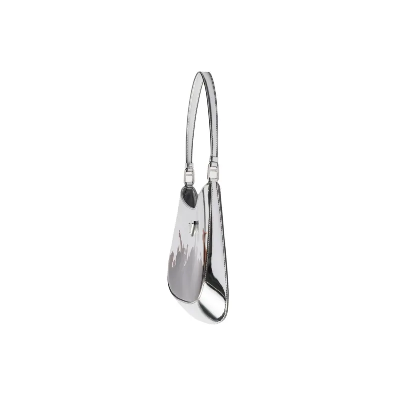 PRADA Cleo Cow Leather Shoulder Bag Regular Women's Silver-2