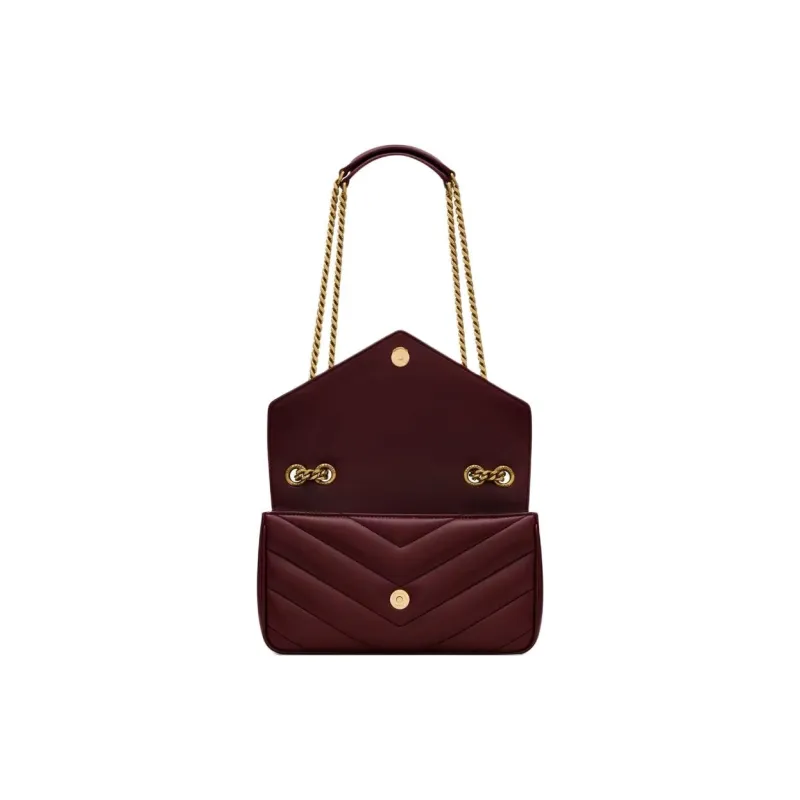 SAINT LAURENT LOULOU Sheepskin Shoulder Bag Trumpets Women's Burgundy-2