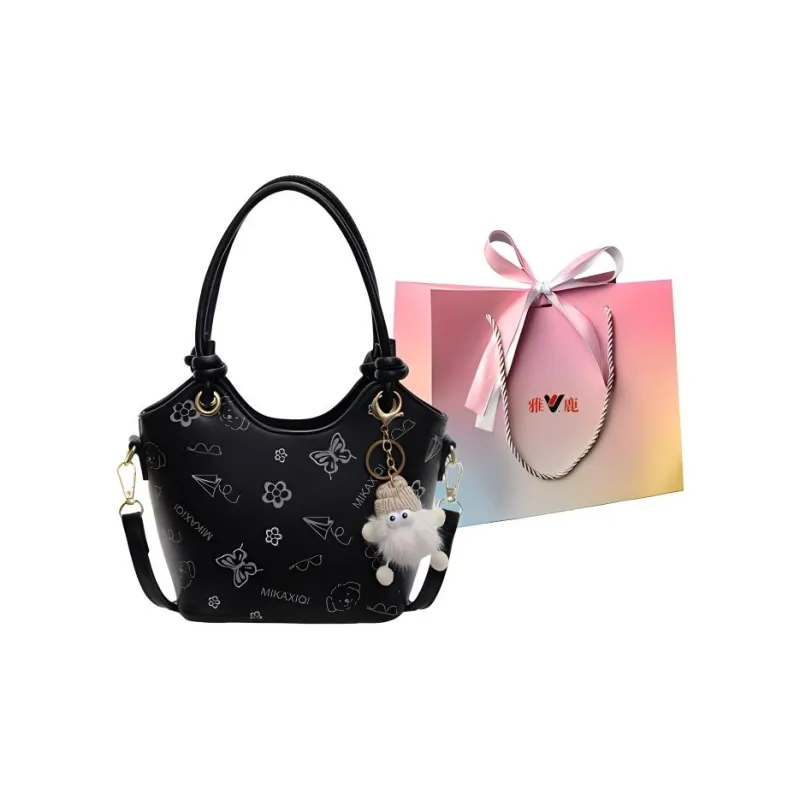 Yalu PU Bucket Bag Handbag Women's Ecru/Black/Khaki/Pink-3