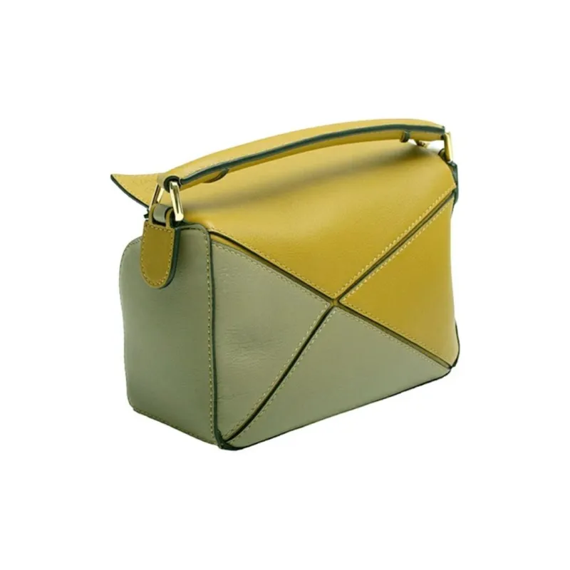 LOEWE Puzzle Bag In Classic Calfskin Ochre/Soft White-2