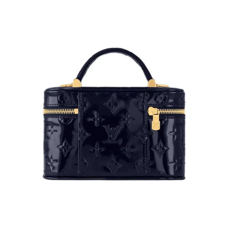 LOUIS VUITTON Vanity Lacquered Finish Cow Leather Makeup Bag Shoulder Bag Crossbody Bag Handbag Women's Sapphire Blue-2