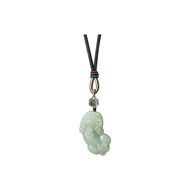 SGE Hetian Jade Pendants Pale Greenish White Jade Unisex-3