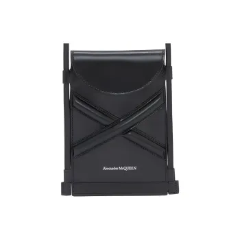 Alexander McQueen Curve Micro Cow Leather Handbag Crossbody Bag Women's Black