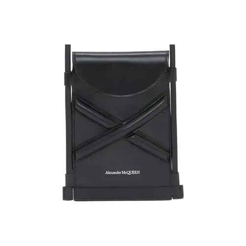 Alexander McQueen Curve Micro Cow Leather Handbag Crossbody Bag Women's Black