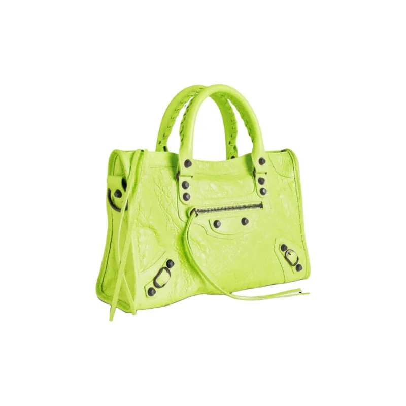 Balenciaga Le City Lambskin One Shoulder Handbags Small Size Women's Creamy Green-1
