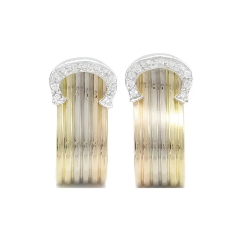 Cartier 2010s 18K Yellow Gold 2C Diamond Clip on Earrings-1