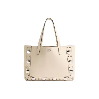 Valentino Cow Leather Tote Bag, Shopping Bag, Handbag Medium Size Unisex Ivory White