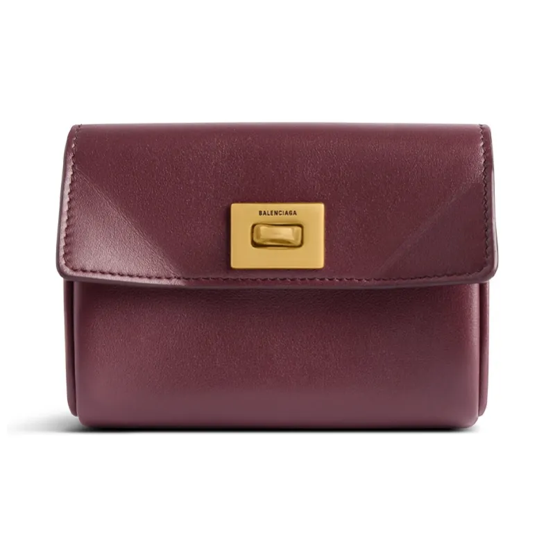 Balenciaga Rodeo Calfskin Card Holder Women's Dark Burgundy-0