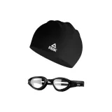 Black Silicone Swim Cap+Small Frame Swim Goggles