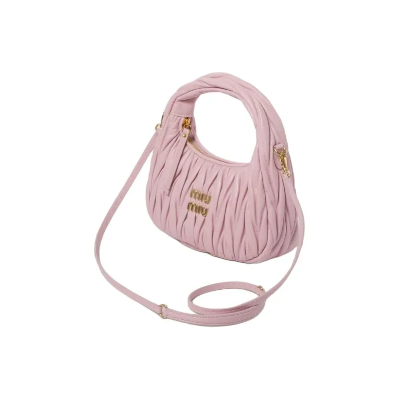 MIU MIU Wander Series Soft Sheep Leather Crescent Bag Handbag Trumpets Women's Pink-1