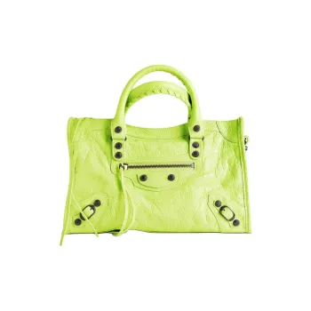 Balenciaga Le City Lambskin One Shoulder Handbags Small Size Women's Creamy Green