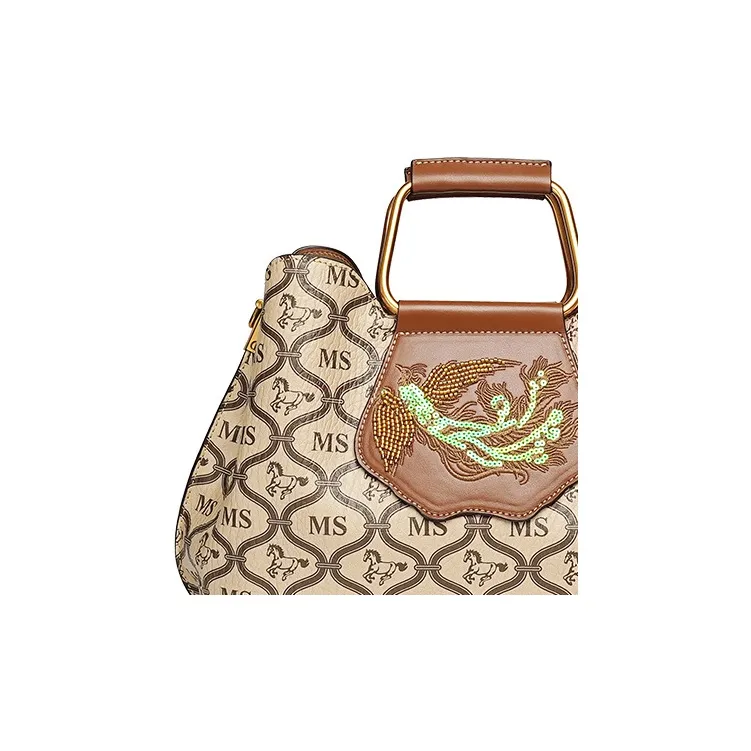 OKEKE Polyester Handbag Medium Size Unisex Brown-4